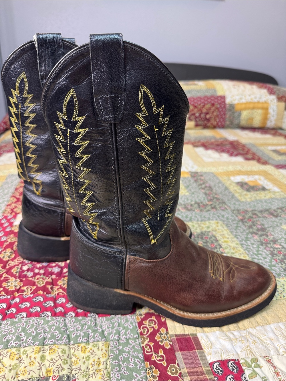 Old West Youth Cowboy Boots in Brown  & Black